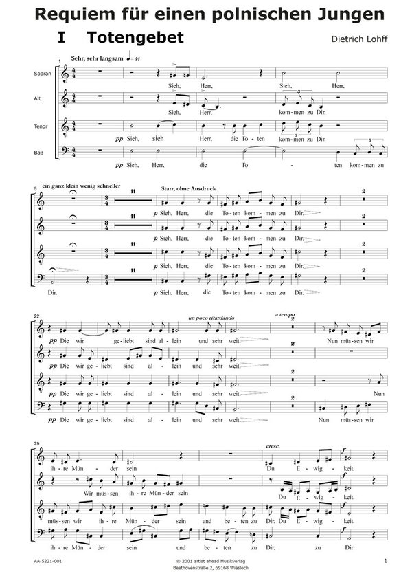 Requiem für einen polnischen Jungen (Chorpartitur)